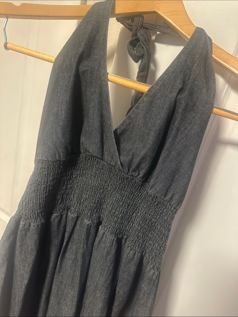 Women’s Denim Backless Halter Dress - Classic Summer Style - Picture 2 of 3